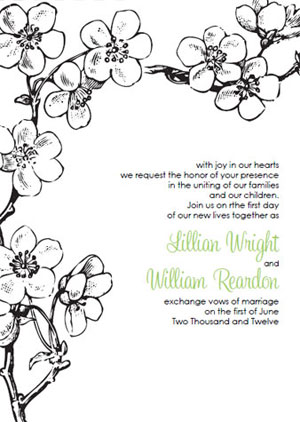 vintage cherry blossom wedding invitations