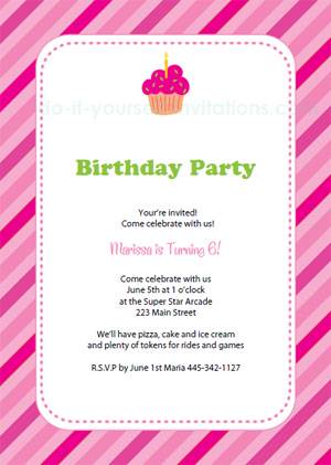 diy cupcake birthday party invitations