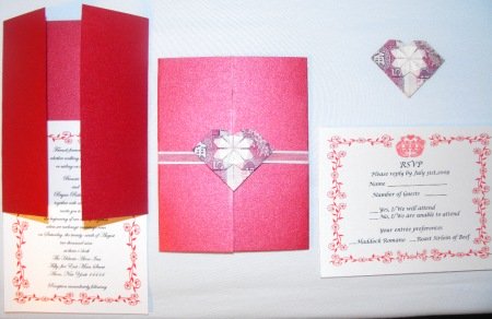 origami heart wedding invitations